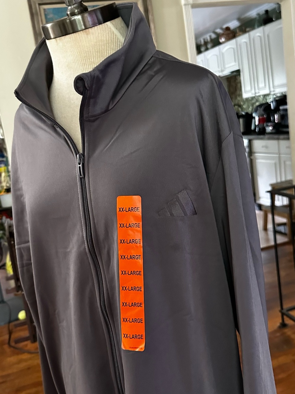 Adidas Men's Gray Tract Performance Tricot Jacket - Picture 7 of 8